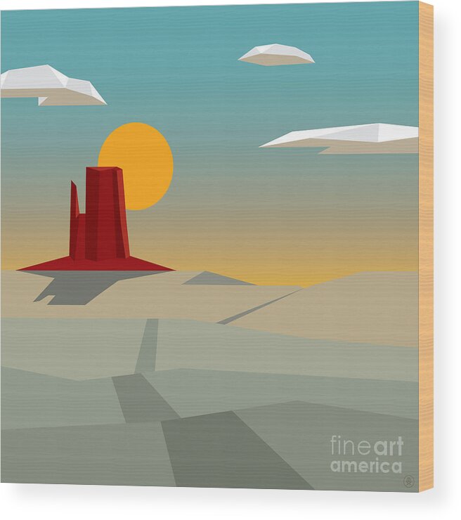 Desert Wood Print featuring the mixed media Lone Butte by Milton Thompson