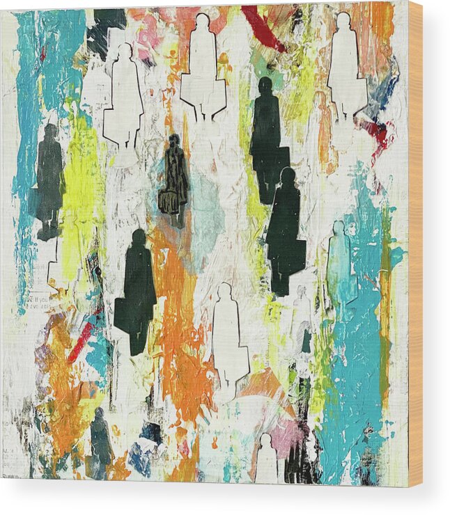 Abstract Wood Print featuring the mixed media Lost in the Future by Jessica Levant