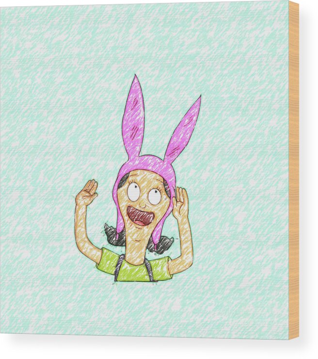 Louise Wood Print featuring the drawing Louise happy sketch by Darrell Foster
