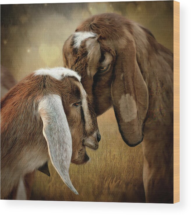 Goats Wood Print featuring the digital art Love is in the air by Maggy Pease