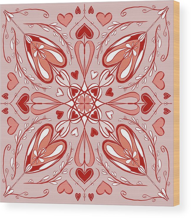 Love Wood Print featuring the drawing Love Pattern by Patricia Awapara