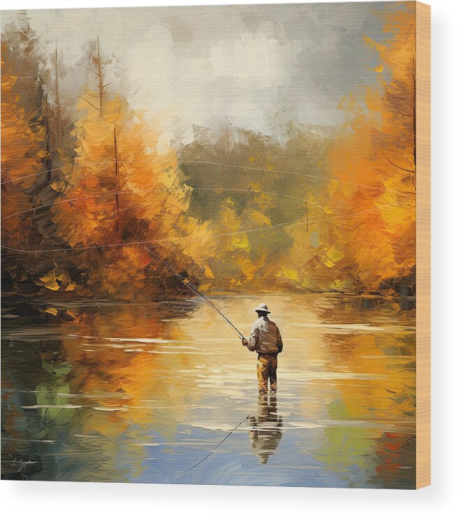 Fly Fishing Wood Print featuring the digital art Lure Of Fly Fishing by Lourry Legarde