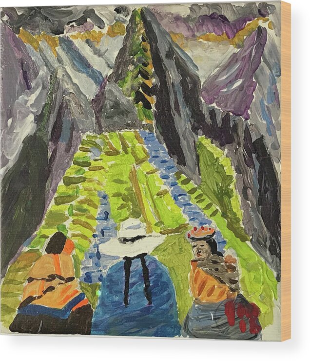  Wood Print featuring the painting Machu Pichu journey by John Macarthur