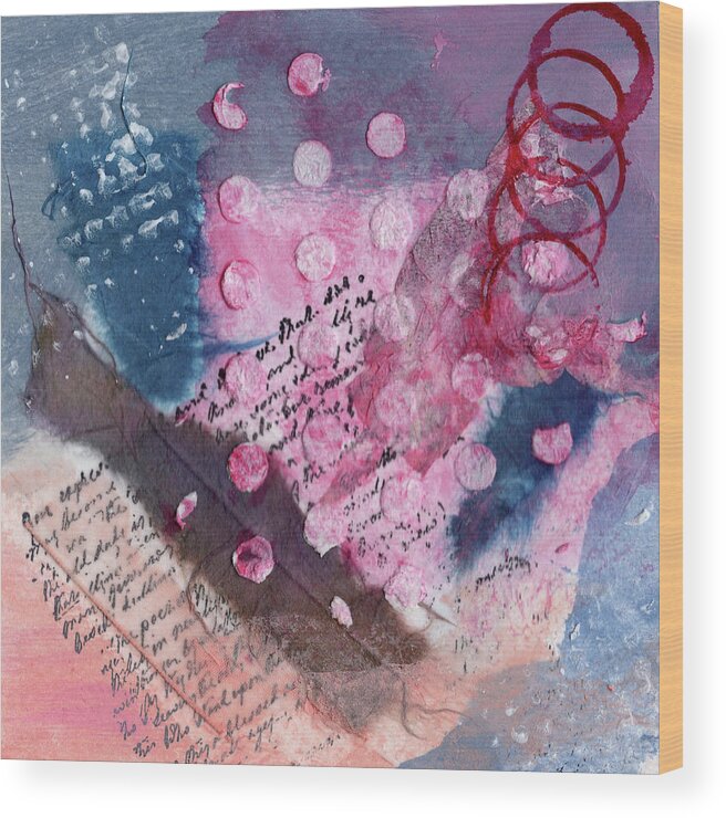 Collage Wood Print featuring the painting Magenta Collage 3 by Diane Maley