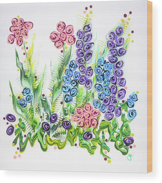  Wood Print featuring the painting Magical Garden by Jane Arlyn Crabtree