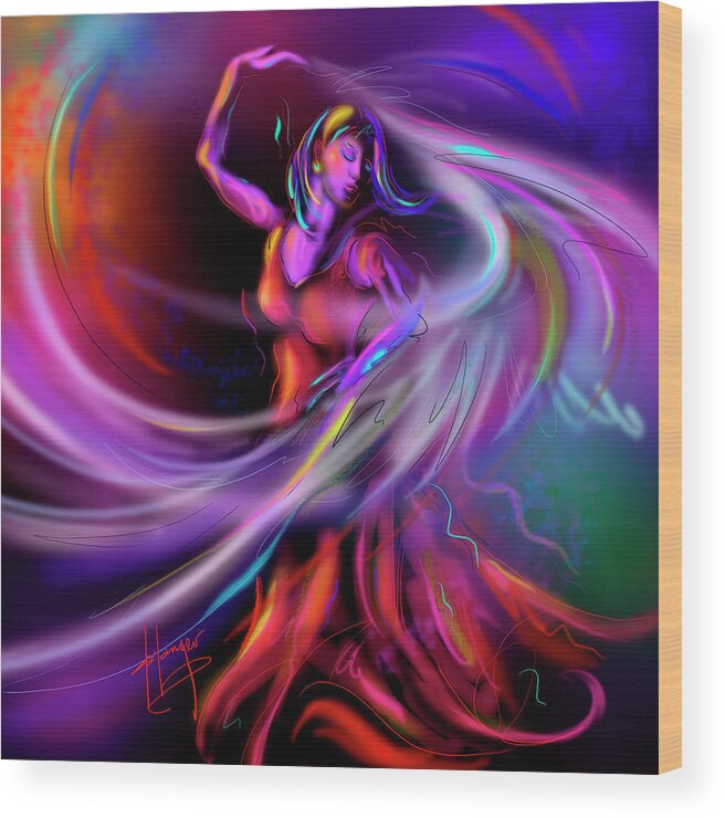 Magical Mystery Twirl Wood Print featuring the painting Magical Mystery Twirl by DC Langer