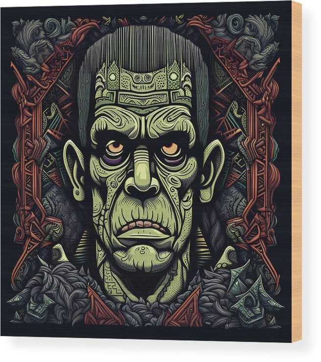 Baroque Wood Print featuring the digital art Majestic Frankenstein Monster by Dujuan Robertson