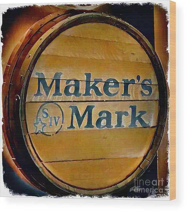 Bourbon Wood Print featuring the digital art Makers Mark Barrel 2 by CAC Graphics