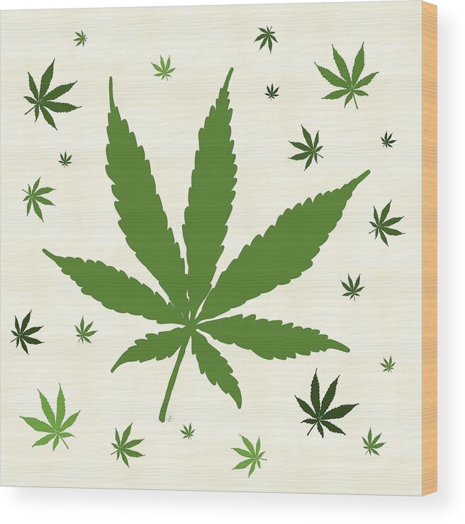 Cannabis Wood Print featuring the digital art Marijuana Leaf Art by Angie Tirado