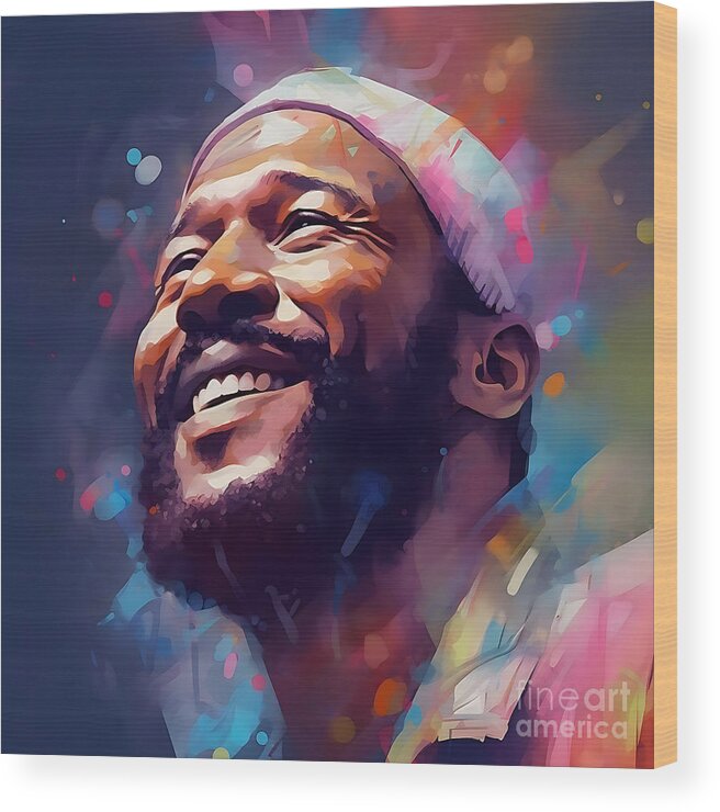 Marvin Gaye Wood Print featuring the painting Marvin Gaye by Mark Ashkenazi