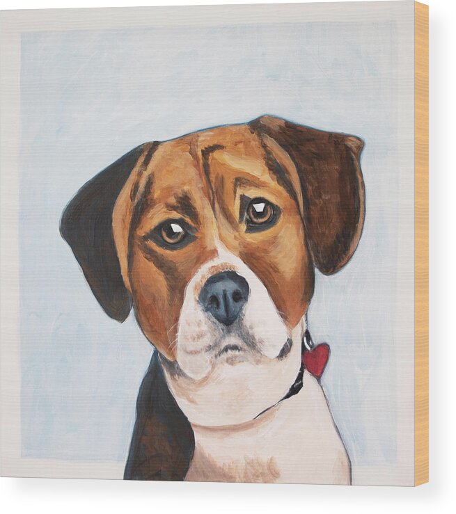 Beagle Wood Print featuring the painting Max by Pamela Schwartz