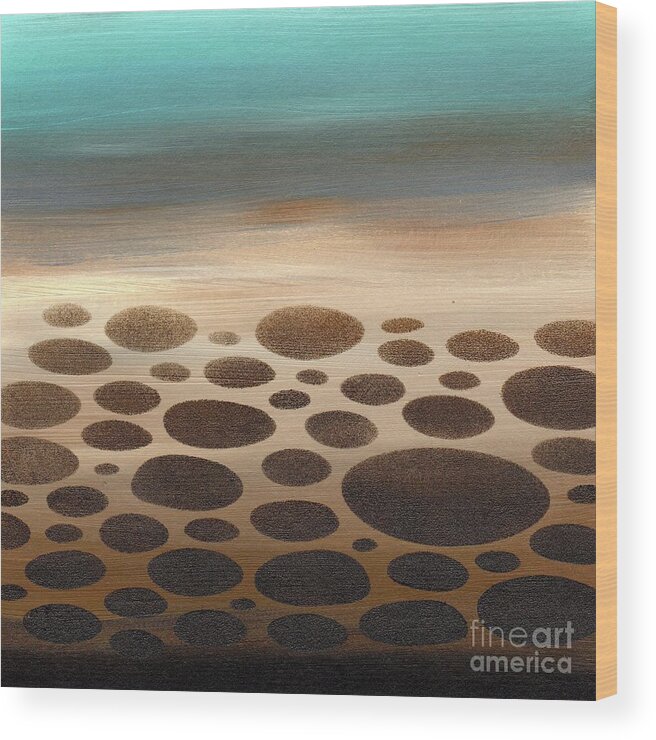 River Pebbles Wood Print featuring the painting Meditative River Bottom by Donna Mibus