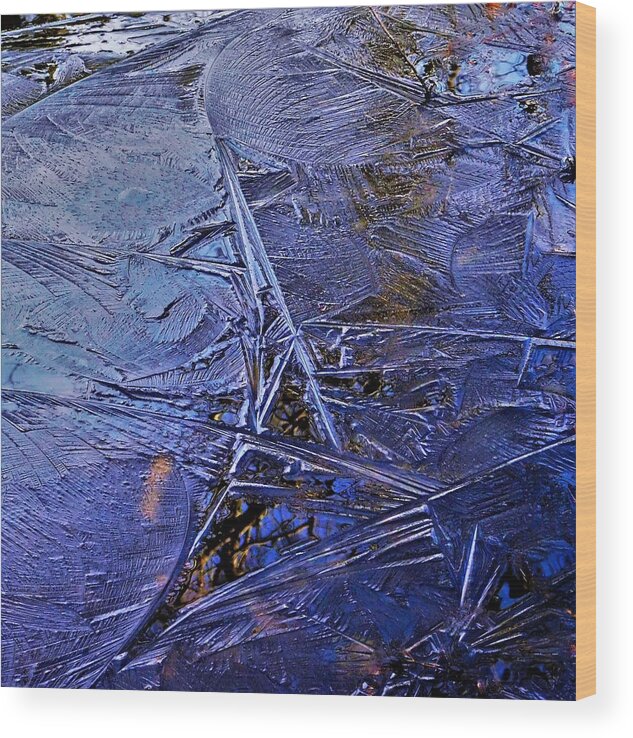 - Melting Ice Wood Print featuring the photograph - Melting Ice by THERESA Nye