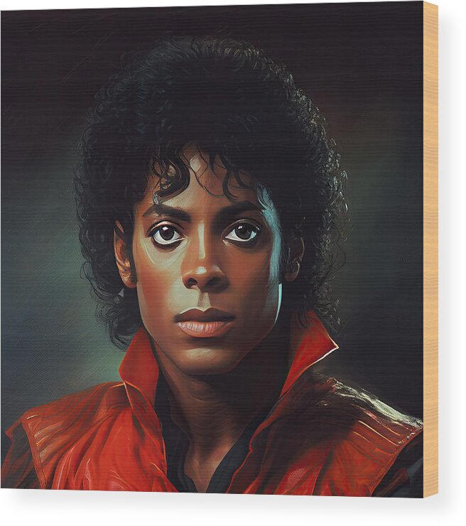 Michael Jackson Wood Print featuring the painting Michael Jackson No.3 by My Head Cinema