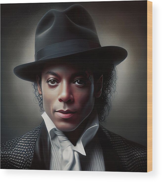 Michael Jackson Wood Print featuring the painting Michael Jackson No.4 by My Head Cinema