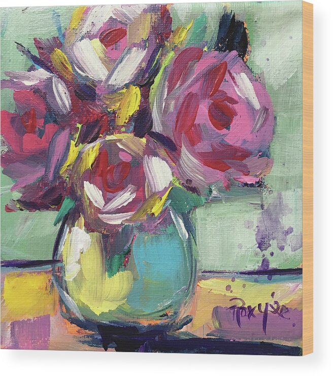 Roses Wood Print featuring the painting Midday Roses by Roxy Rich