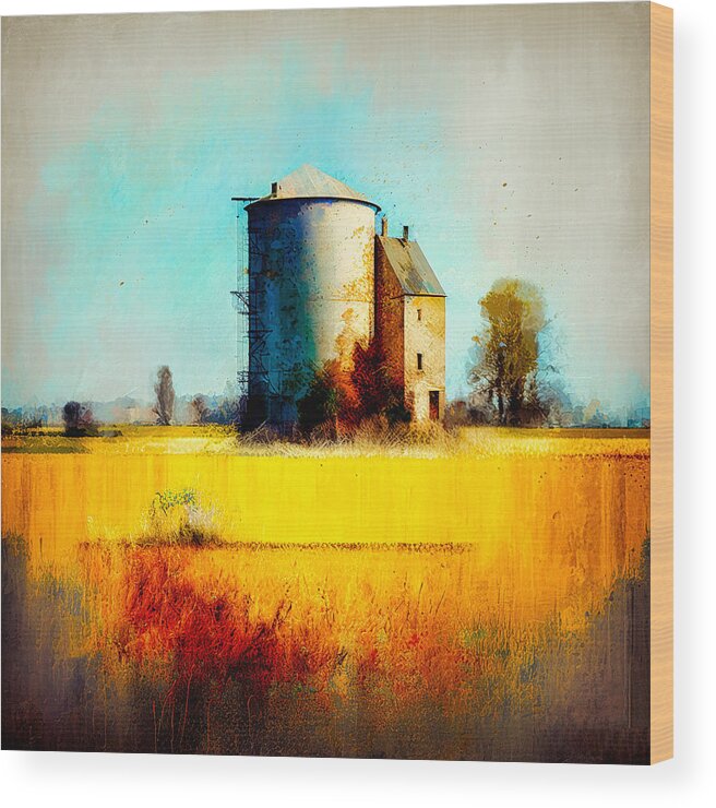 Abstract Wood Print featuring the digital art Middleton Silo by Craig Boehman
