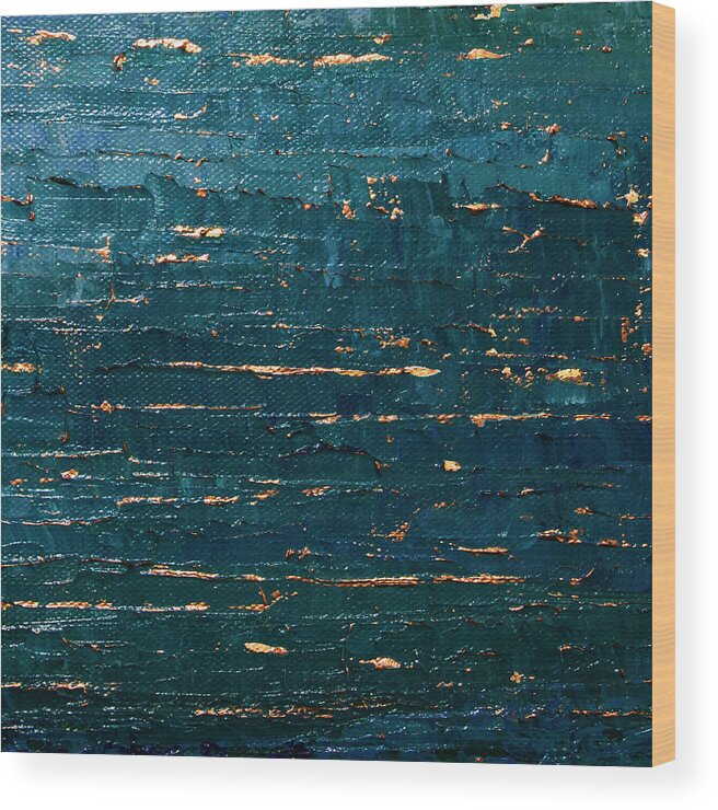 Ocean Wood Print featuring the painting Midnight Water by Linda Bailey