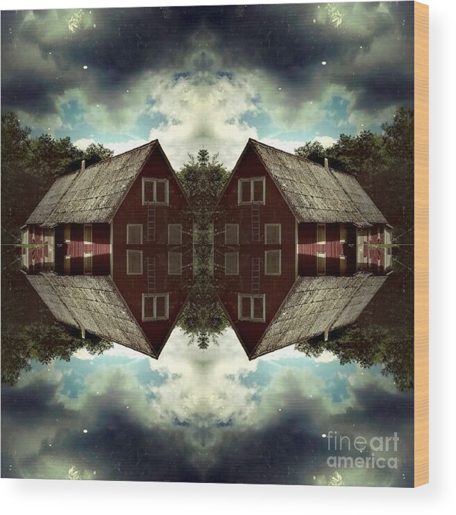 Photograph Wood Print featuring the digital art Mirror, Mirror... Haunted House by Alexandra Vusir