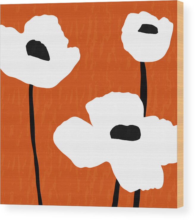 Orange Wood Print featuring the photograph Mod Poppies Orange- Art by Linda Woods by Linda Woods