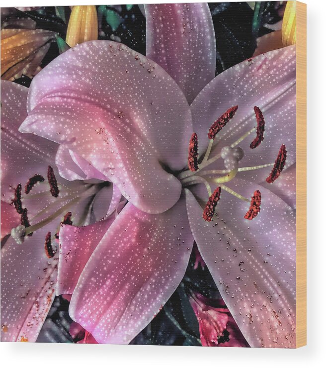 Photographs Wood Print featuring the photograph Moisture on the Lillies by Pheasant Run Gallery