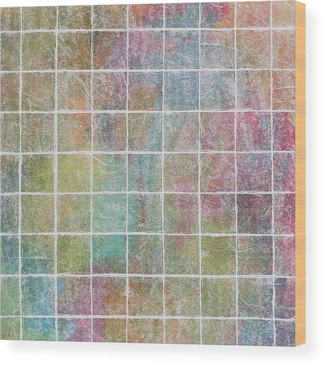 Monet's Garden Wood Print featuring the mixed media MONET'S GARDEN SQUARED Pastel Abstract by Lynnie Lang