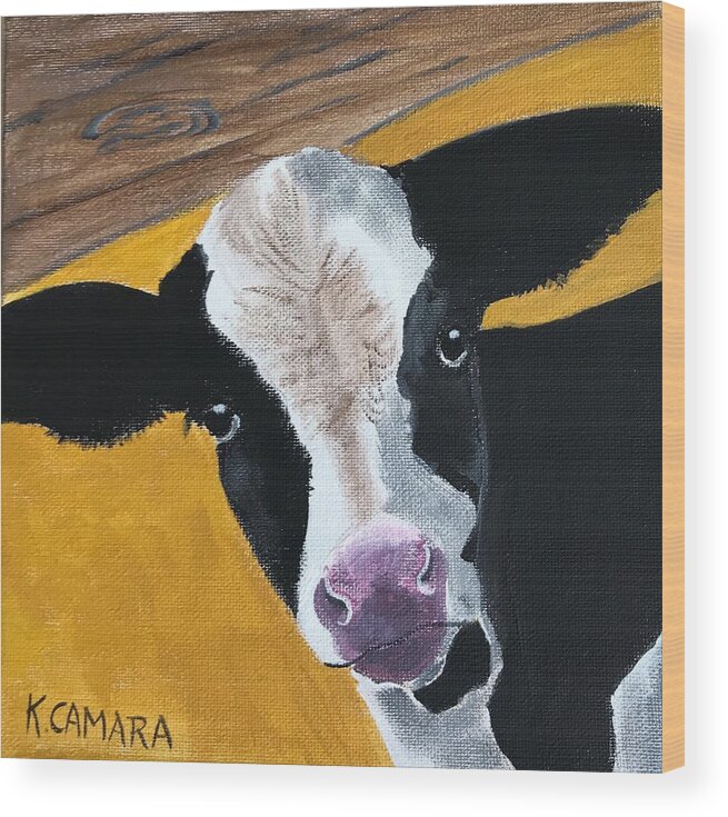 Pets Wood Print featuring the painting Moo Cow by Kathie Camara
