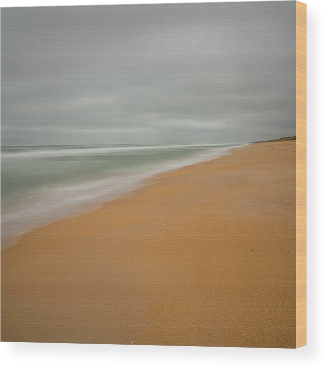 Sand Wood Print featuring the photograph Moody Cloudy Beach Day by Kyle Lee