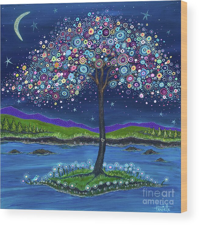Moonlit Magic Wood Print featuring the painting Moonlit Magic by Tanielle Childers