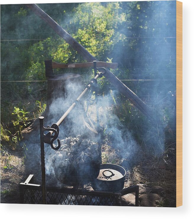 Camp Cooking Wood Print featuring the photograph Morning Magic by Alden White Ballard