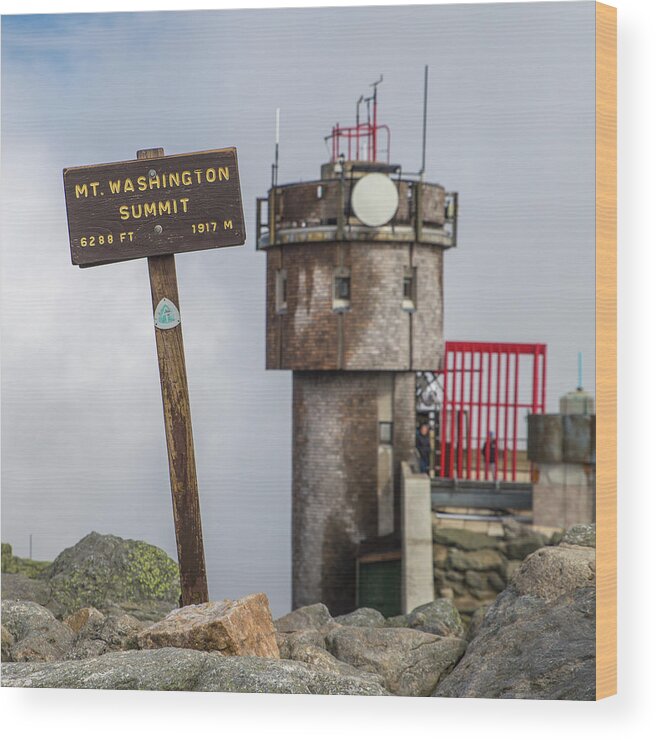 Mount Wood Print featuring the photograph Mount Washington Summit Sign by White Mountain Images
