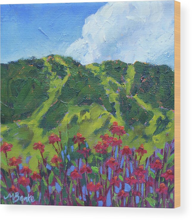 Aspen Wood Print featuring the painting Mountain Blooms by Mary Benke