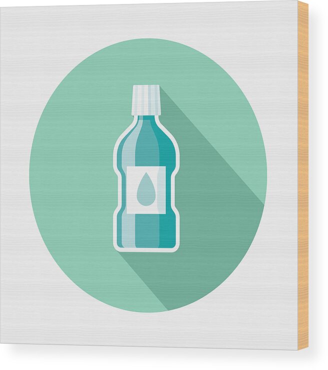 Dental Equipment Wood Print featuring the drawing Mouthwash Flat Design Dentist Icon with Side Shadow by Bortonia