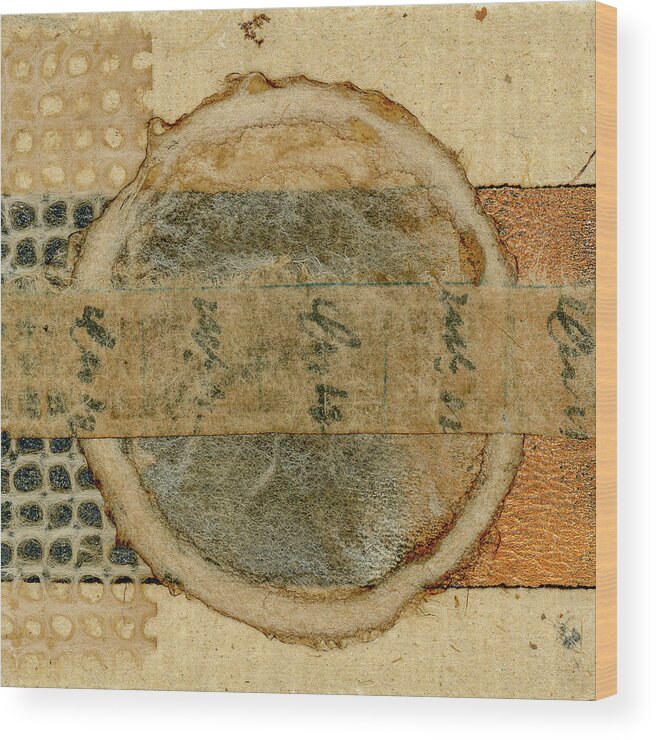 Collage Wood Print featuring the mixed media Muffled Sounds Collage Square Version by Carol Leigh