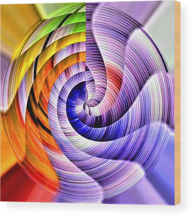 Abstract Wood Print featuring the digital art My Biggest Fan by Ronald Mills
