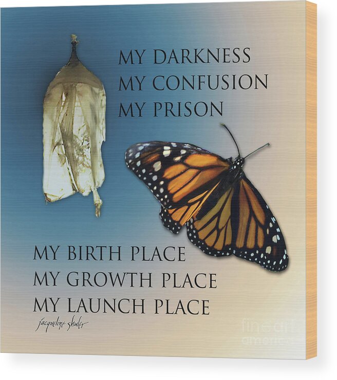 Butterfly Wood Print featuring the digital art My Launch Place by Jacqueline Shuler