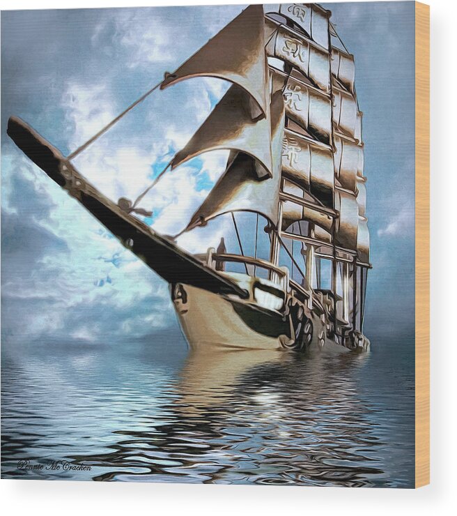 Ship Wood Print featuring the digital art My Ship Comes In by Pennie McCracken