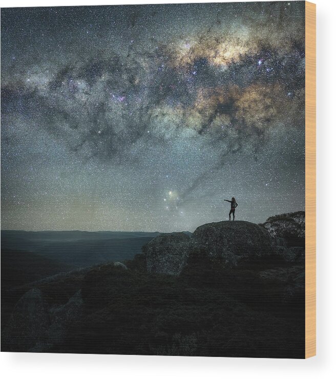 Orroral Homestead Wood Print featuring the photograph Cosmic Hiker by Ari Rex
