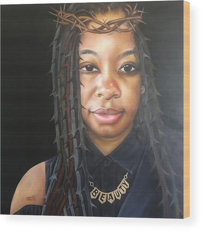 Americans Wood Print featuring the painting NAOMI The Beauty and The Thorns by O Yemi Tubi