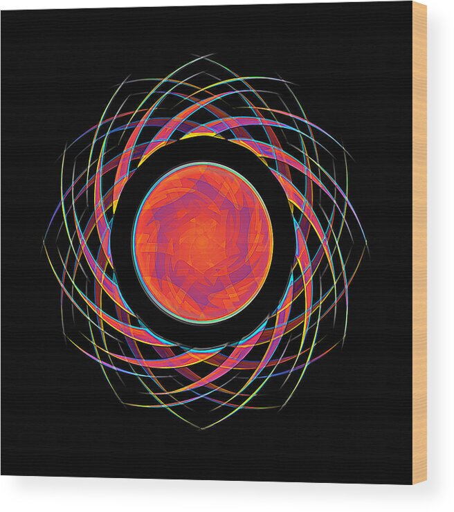 Bright Wood Print featuring the digital art Neon Sun Burst by David Manlove