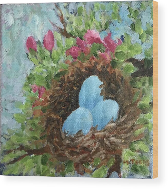 Eggs Wood Print featuring the painting Nest eggs by Milly Tseng
