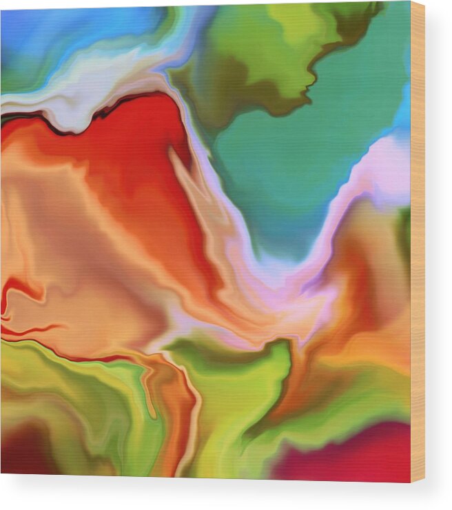 Abstract Wood Print featuring the digital art Pangaea by Nancy Levan