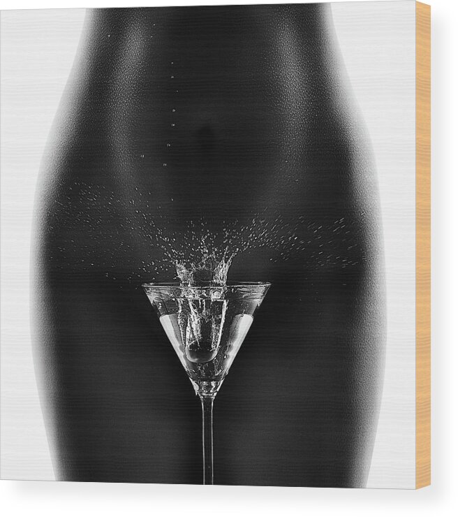 Woman Wood Print featuring the photograph Nude woman with martini splash by Johan Swanepoel