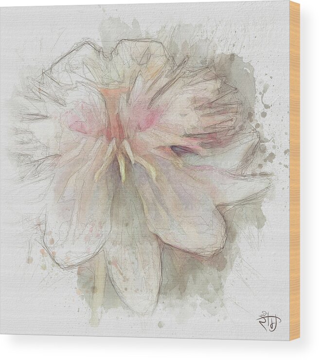 Floral Art Wood Print featuring the digital art Ode to Melancholy X by Red Ram