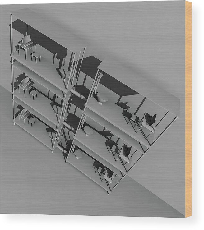 Absurd Wood Print featuring the digital art Office Two by Rolf Bertram