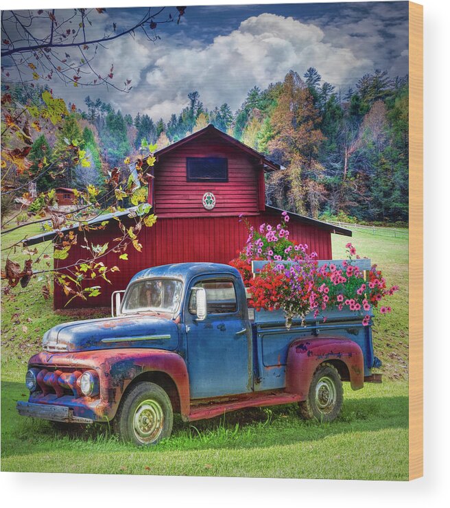 1949 Wood Print featuring the photograph Old Flower Truck at the Farm by Debra and Dave Vanderlaan