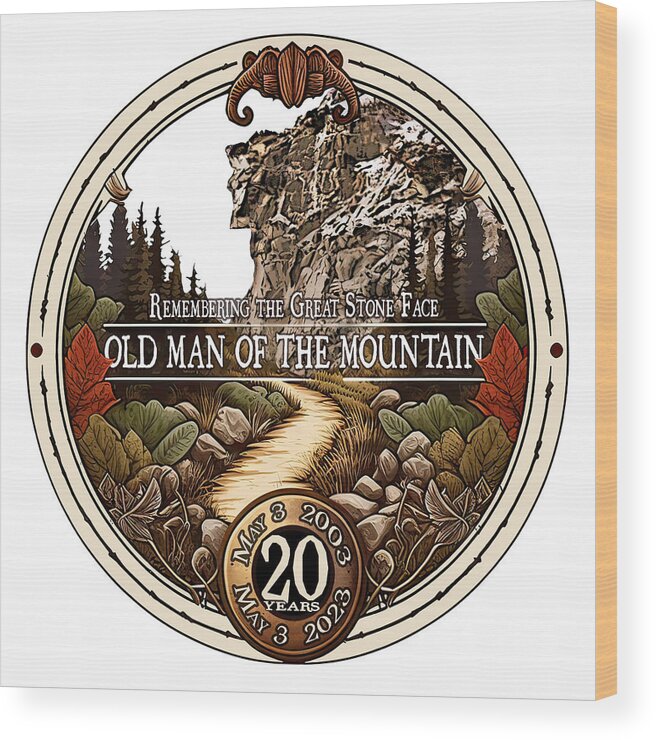 Old Wood Print featuring the photograph Old Man of The Mountain 20 Year Remembrance by White Mountain Images