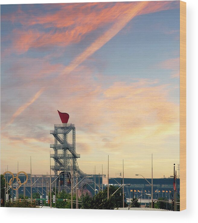 Olympic Stadium Photo Wood Print featuring the photograph Olympic Stadium Atlanta Georgia Sunset by Bob Pardue