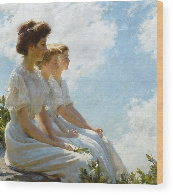19th Century Art Wood Print featuring the painting On the Heights, circa 1909 by Charles Courtney Curran