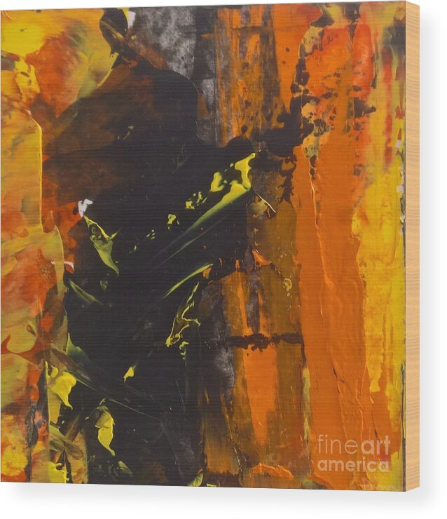 Abstract Wood Print featuring the painting Orange Abstract I by Lisa Dionne